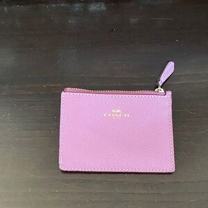 Authentic Coach Rose/Purple Zip Card Holder